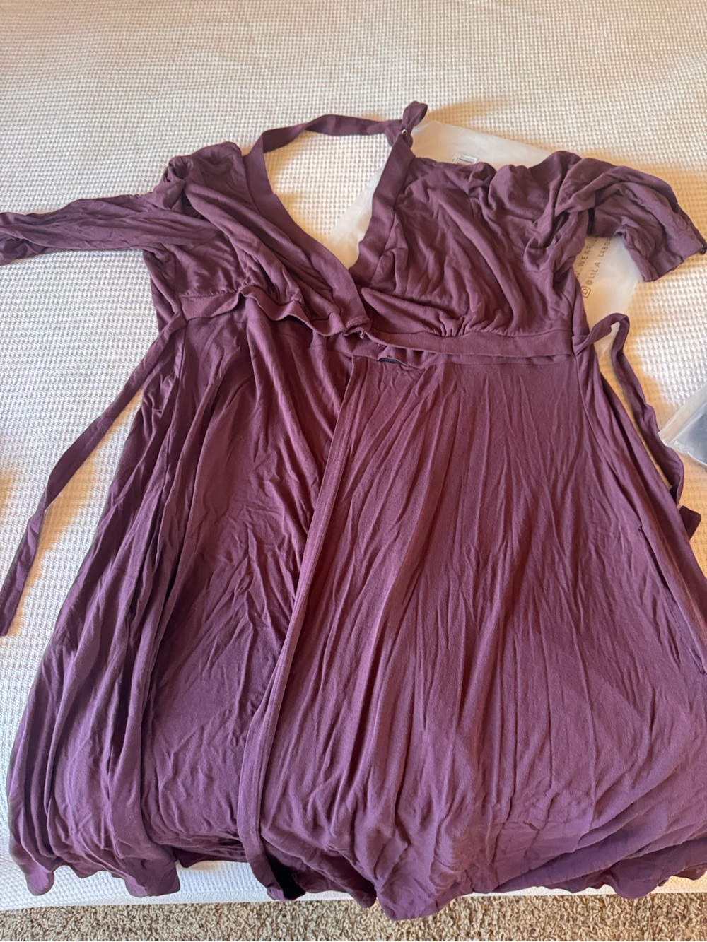 Women's Mauve Wrap Dress with Short Sleeves